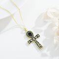 wholesale Gold 925 Sterling Silver Ankh Necklace with Moonstone and Turquoise Agate Egyptian Cross Pendant-0-1