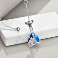 wholesale 925 Sterling Silver Blue Crystal Angel Heart Pendant Forever Love Memorial Urn Keepsake Necklace for Ashes with Funnel and Fill Tool-0-2