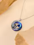 TOUPOP Sterling Silver Sapphire Moon Cat Pendant Necklace-0-3