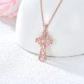 wholesale Gold 925 Sterling Silver Natural Cubic Zirconia Celtic Cross Irish Knot Pendant Necklace-0-8