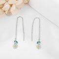 wholesale 925 Sterling Silver Daisy Threader Drop Earrings with Enamel Leaves and Gold Accents-0-2