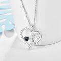 wholesale 925 Sterling Silver Blue Goldstone Heart Angel Pendant Necklace for Women Girls Gifts-0-1