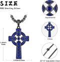 wholesale 925 Sterling Silver Blue Enamel Celtic Knot Cross Pendant Necklace for Men Religious s-0-1