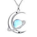 TOUPOP Sterling Silver Gemstone Moon Planet Necklace Space Jewelry Gift-0-0