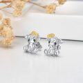 wholesale 925 Sterling Silver Cow Stud Earrings with Flower Accents for Women's Gifts-0-1