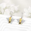 wholesale 925 Sterling Silver Gold Plated Honeybee Leverback Dangle Drop Earrings for Women-0-2