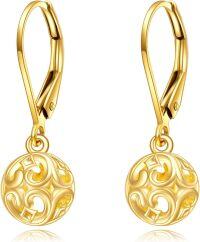wholesale 14K Gold Sun & Moon Filigree Teardrop Dangle Leverback Earrings-Ball Earrings