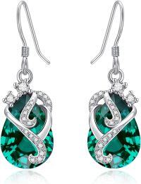 wholesale 925 Sterling Silver Birthstone Drop Dangle Earrings for Women Gifts-05 May