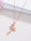 wholesale 925 Sterling Silver Plated Rose Gold Flamingo Crystal Pendant Necklace for Women Girls  45cm Chain Length-0-3