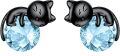 wholesale 925 Sterling Silver Black Cat Stud Earrings with Birthstone-0-0