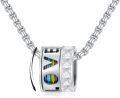 wholesale 925 Sterling Silver Rainbow Crystal Love Pendant Necklace for Women and Men LGBTQ+ Gifts-0-0