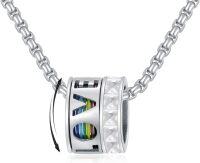 wholesale 925 Sterling Silver Rainbow Crystal Love Pendant Necklace for Women and Men LGBTQ+ Gifts-Pride Hoop