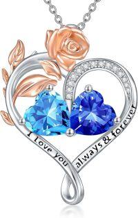 wholesale Sterling Silver Rose Quartz Heart Birthstone Necklace for Women Valentine s Day Gift-03-09-Mar-Sep Birthstones