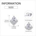 wholesale  Sterling Silver Cubic Zirconia Crystal Birthstone Stud Earrings - April Square 7.8mm-0-1