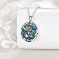 wholesale 925 Sterling Silver Abalone Shell Cat Pendant Necklace for Women-0-3
