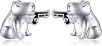 wholesale 925 Sterling Silver Gun-Shaped Hippo Stud Earrings-Capybara-2