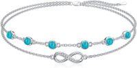 wholesale Sterling Silver Birthstone Women s Anklet Bracelets Infinity Butterfly Evil Eye Turtle Pineapple Starfish Heart-Bracelet 7"-9"-Infinity 13-Turquoise