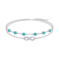 wholesale 925 Sterling Silver Birthstone Women s Anklet Bracelets Infinity Butterfly Evil Eye Turtle Pineapple Starfish Heart-Bracelet 7"-9"-Infinity 13-Turquoise