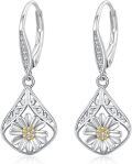wholesale 925 Sterling Silver Daisy Flower Teardrop Leverback Earrings with Cubic Zirconia for Women Girls-0-0