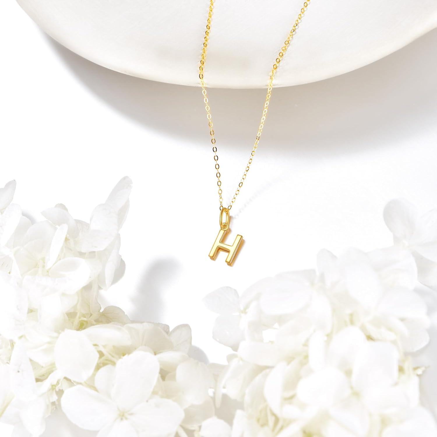 14K Gold Letter Pendant Necklace 18 -0-6