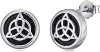 wholesale 925 Sterling Silver Celtic Knot Tree of Life Stud Earrings with Black Onyx and Zirconia for Women & Men-Celtic Knot-Black Onyx