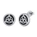 wholesale 925 Sterling Silver Celtic Knot Tree of Life Stud Earrings with Black Onyx and Zirconia for Women & Men-0-0