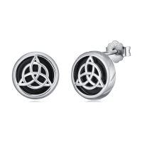 wholesale 925 Sterling Silver Celtic Knot Tree of Life Stud Earrings with Black Onyx and Zirconia for Women & Men-Celtic Knot-Black Onyx