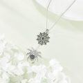 wholesale 925 Sterling Silver Black Spinel Spider Web Pendant Necklace for Women Girls Gothic Halloween Gifts 48cm Chain Length-0-3