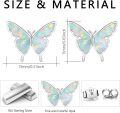 wholesale 925 Sterling Silver White Fire Opal Butterfly Stud Earrings for Sensitive Ears-0-5