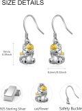 wholesale 925 Sterling Silver Lucky Cat Drop Earrings with Gold Star Flowers Hooks for Women-0-4