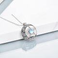 wholesale 925 Sterling Silver Opalite Moon Star Witch Pendant Necklace-0-2
