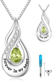 wholesale Sterling Silver Moonstone Opal Turquoise Larimar Black Onyx Cremation Jewelry for Ashes-A 08-Aug-Peridot Non-custom-A 08-Aug-Peridot Custom-Non-custom-A 08-Aug-Peridot-Custom-A 08-Aug-Peridot