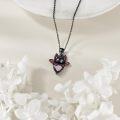 wholesale 925 Sterling Silver Red Crystal Heart Bat Pendant Necklace Gothic Halloween s for Women-0-3