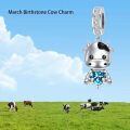 wholesale 925 Sterling Silver Cute Cow Charm With Heart Crystal-0-24