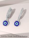 wholesale 925 Sterling Silver Evil Eye CZ Dangle Hoop Earrings for Women Gifts-0-3