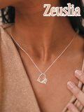 wholesale 925 Sterling Silver Heart-Shaped Fox Family Pendant Necklace - Mother Daughter  for Mom's Bday & Mums' Day-0-3