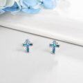 wholesale 925 Sterling Silver Cross Stud Earrings with Abalone Shell and Malachite Inlay-0-3