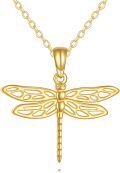 wholesale 14K Gold Dragonfly Heart Pendant Necklace Women's Gifts-0-0