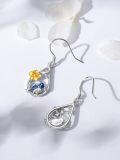 wholesale 925 Sterling Silver Blue Bird & Yellow Flower Drop Earrings - Cute Animal Jewelry for Women-0-2