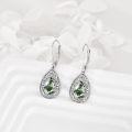 wholesale 925 Sterling Silver Green Moss Agate Teardrop Filigree Leverback Earrings for Women-0-2