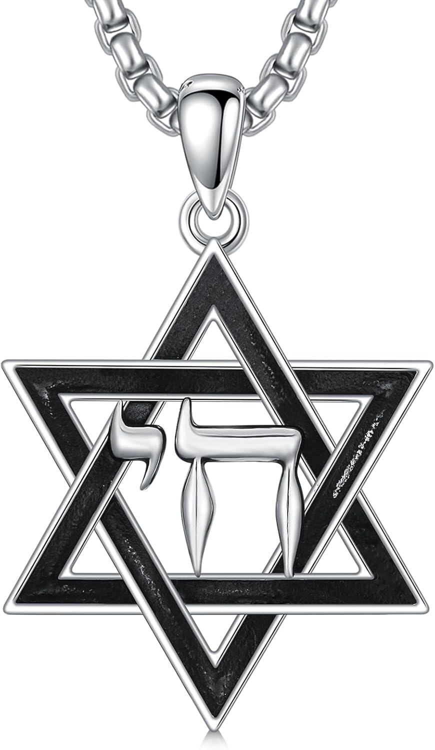 Sterling Silver Star of David Lion of Judah Celtic Knot Chai Pendant Necklace-0-0