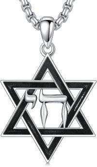 wholesale 925 Sterling Silver Star of David Lion of Judah Celtic Knot Chai Pendant Necklace-Star of David Chai Necklace