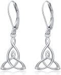 wholesale 925 Sterling Silver Celtic Knot Drop Earrings with Leverback Hooks for Women-0-0
