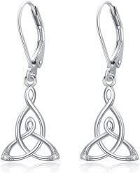 wholesale 925 Sterling Silver Celtic Knot Drop Earrings with Leverback Hooks for Women-Mother Celticg-1