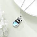 wholesale 925 Sterling Silver Blue Moonstone Panda Pendant Necklace for Women Girls  43cm Chain Length-0-4