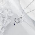 wholesale 925 Sterling Silver Heartbeat Pendant with Blue Sapphire Necklace Gift for Nurses Doctors Medical Students-0-4