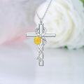 wholesale 925 Sterling Silver Cross with Yellow Rose and Forever in my heart Inscription - 12 Month Birth Flower Cremation Urn Necklace for Ashes Keepsake Pendant-0-4