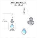 wholesale 925 Sterling Silver Blue Moonstone Drop Earring with Flower Design-0-3