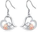 wholesale 925 Sterling Silver Heart-Shaped Elephant & Dog Dangle Earrings with Cubic Zirconia Accents-0-0