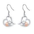 wholesale 925 Sterling Silver Cute Elephant Earrings With Heart Shape And Crystal Accents-0-0